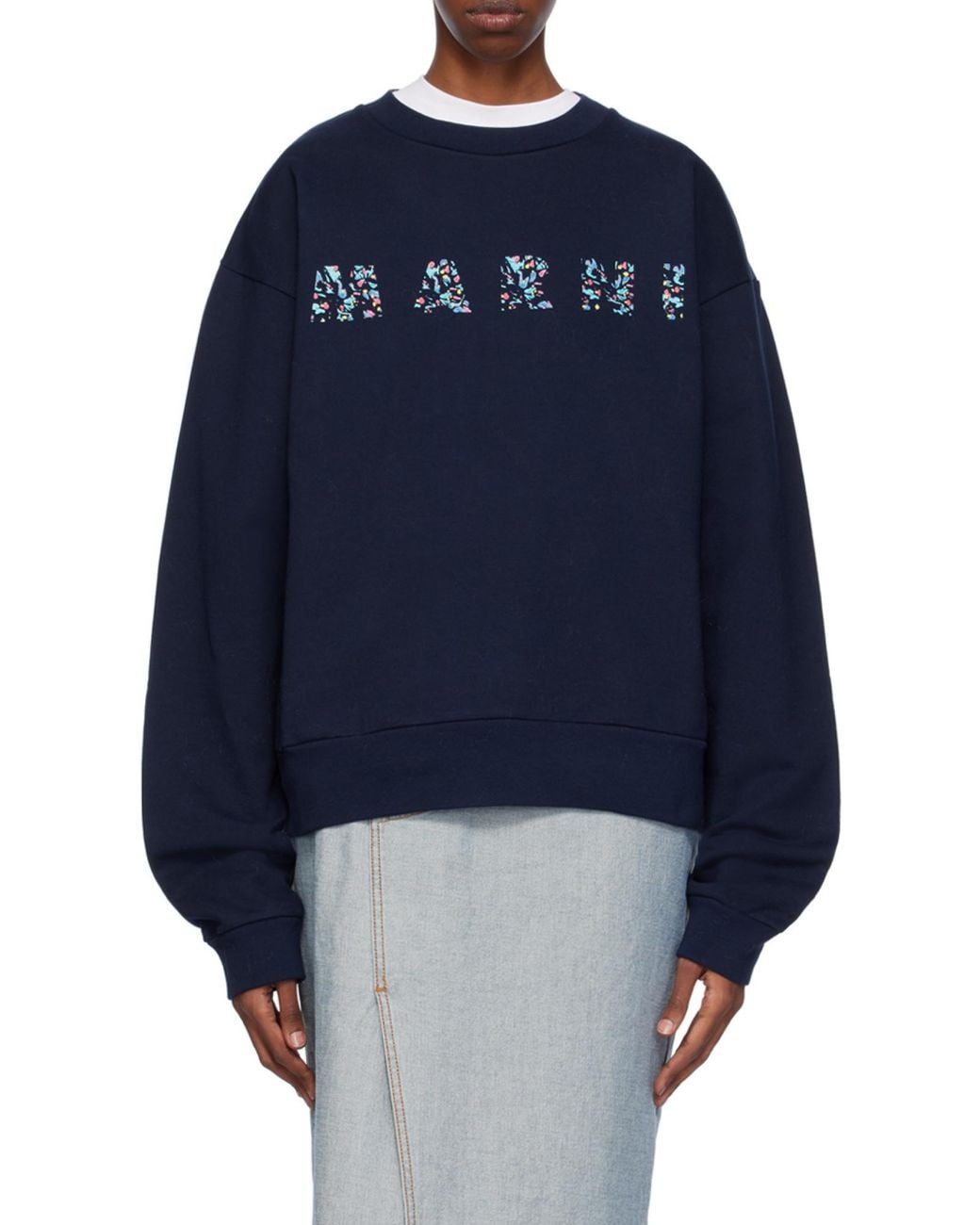 Marni Blue Logo Printed Crewneck Sweatshirt for men