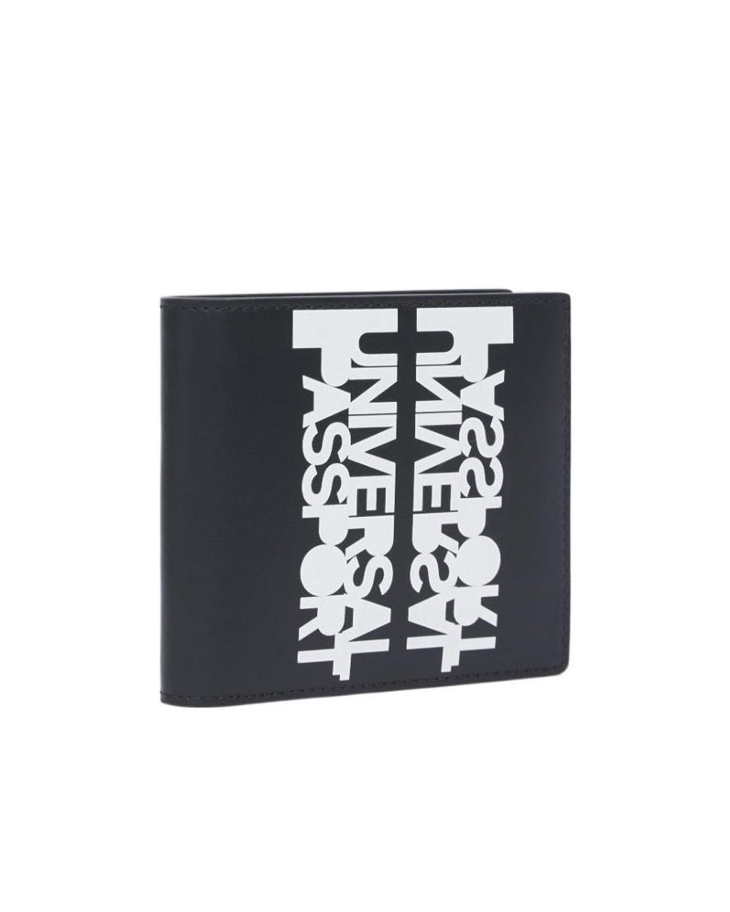Burberry Black Slogan-Print Leather Bi-Fold Wallet for men