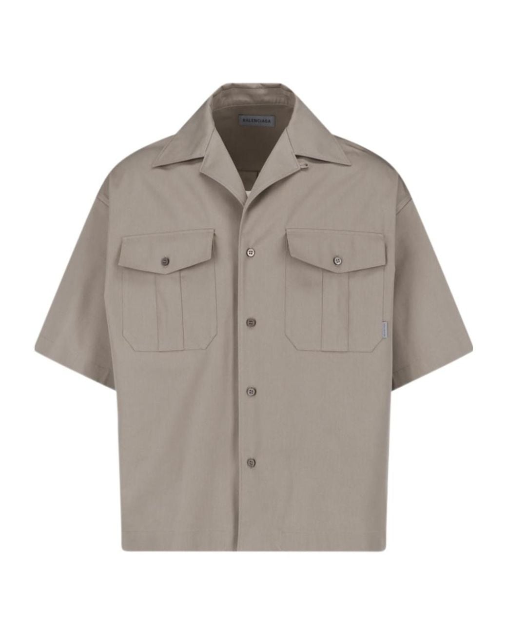 Balenciaga Gray Flag Pocket Short-Sleeved Shirt for men