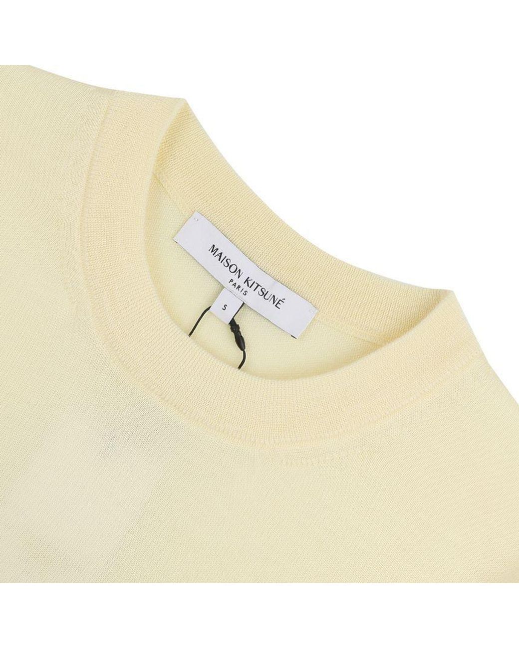 Maison Kitsuné Natural Short-Sleeved Wool Knit Sweater
