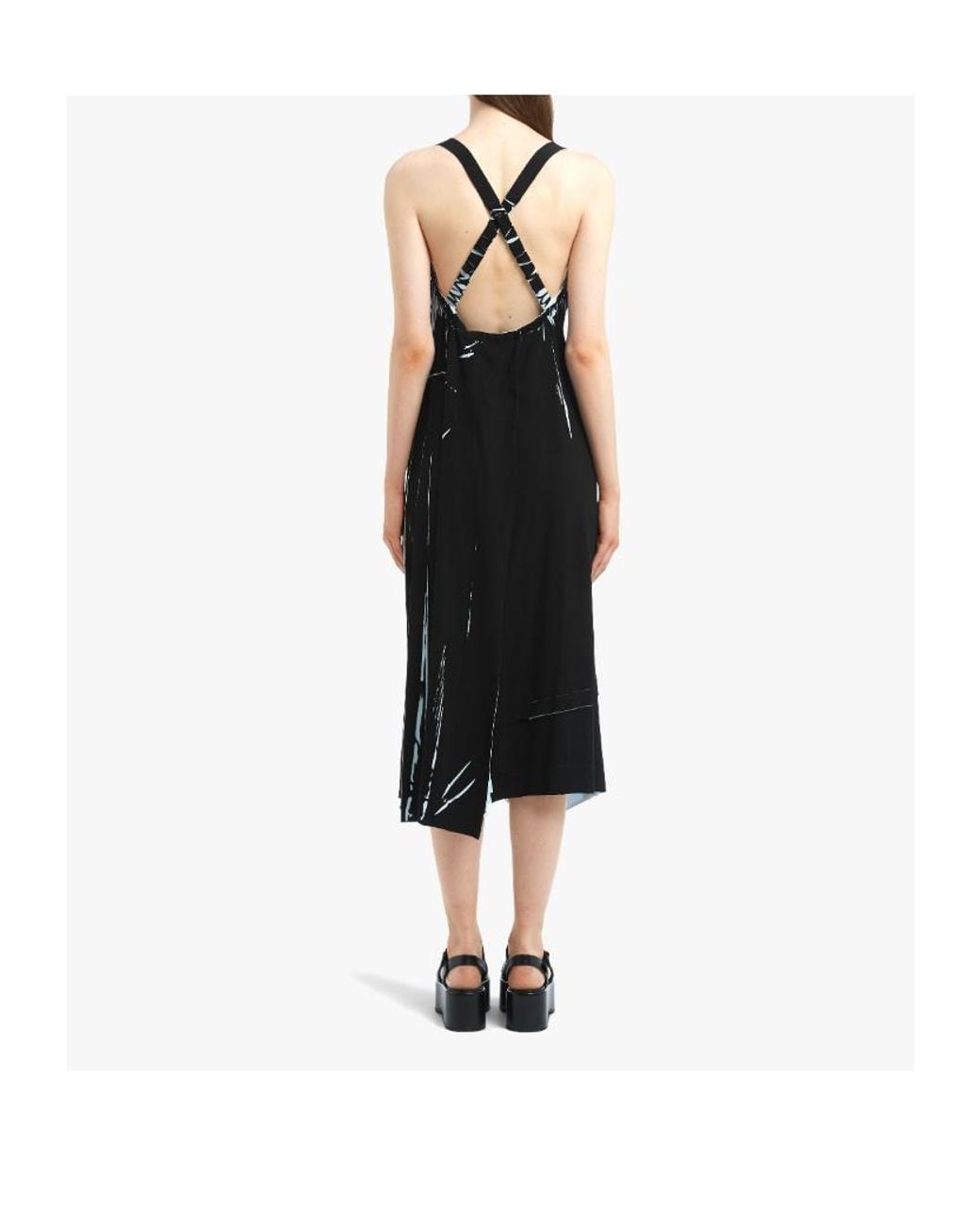 Prada Black Sleeveless Printed Sablé Dress