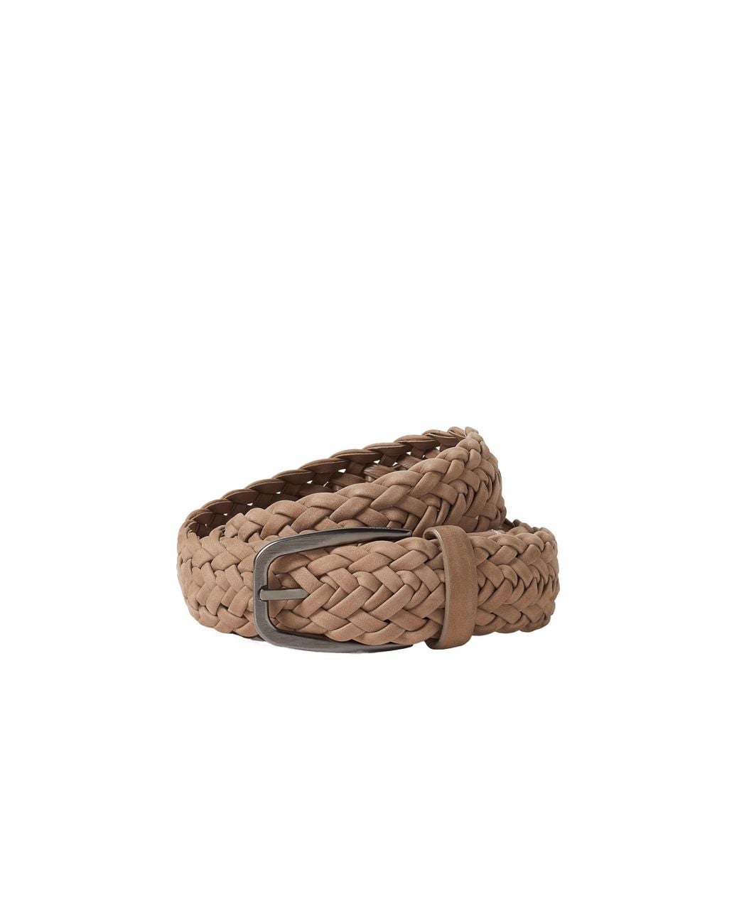 Zegna Brown Braided Nubuck Belt