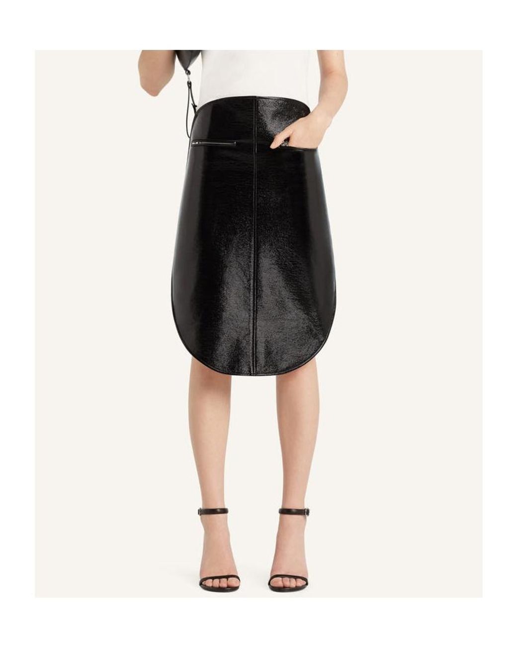 Courreges Black Courrèges Circle Vinyl Midi Skirt