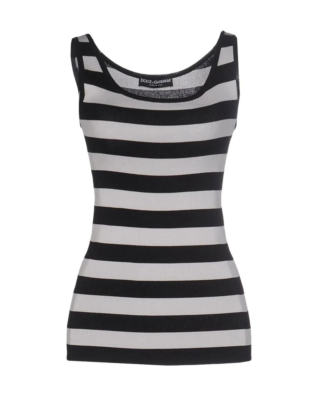 Dolce & Gabbana Black Striped Silk Tops