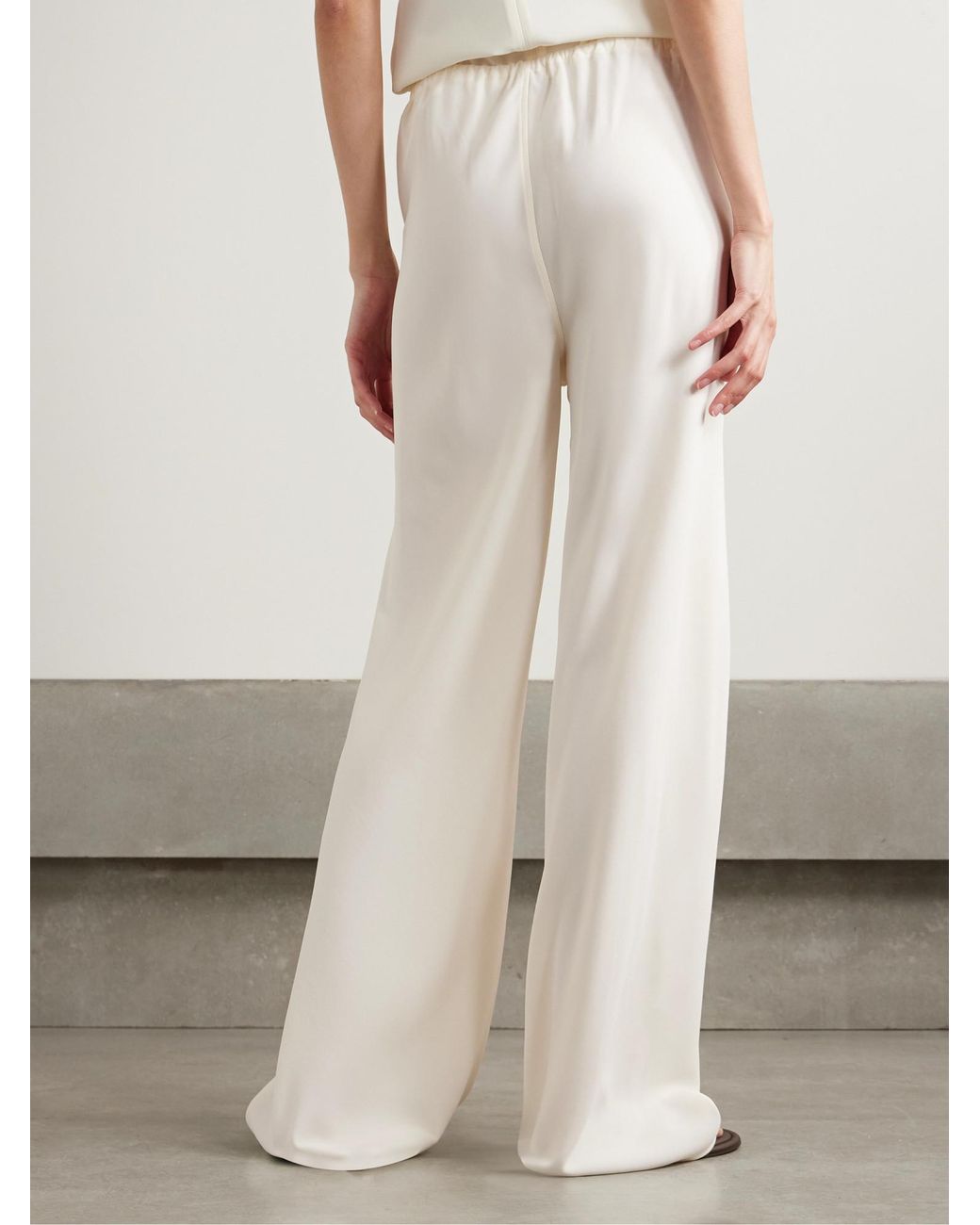 Staud White Crepe Wide-Leg Pants