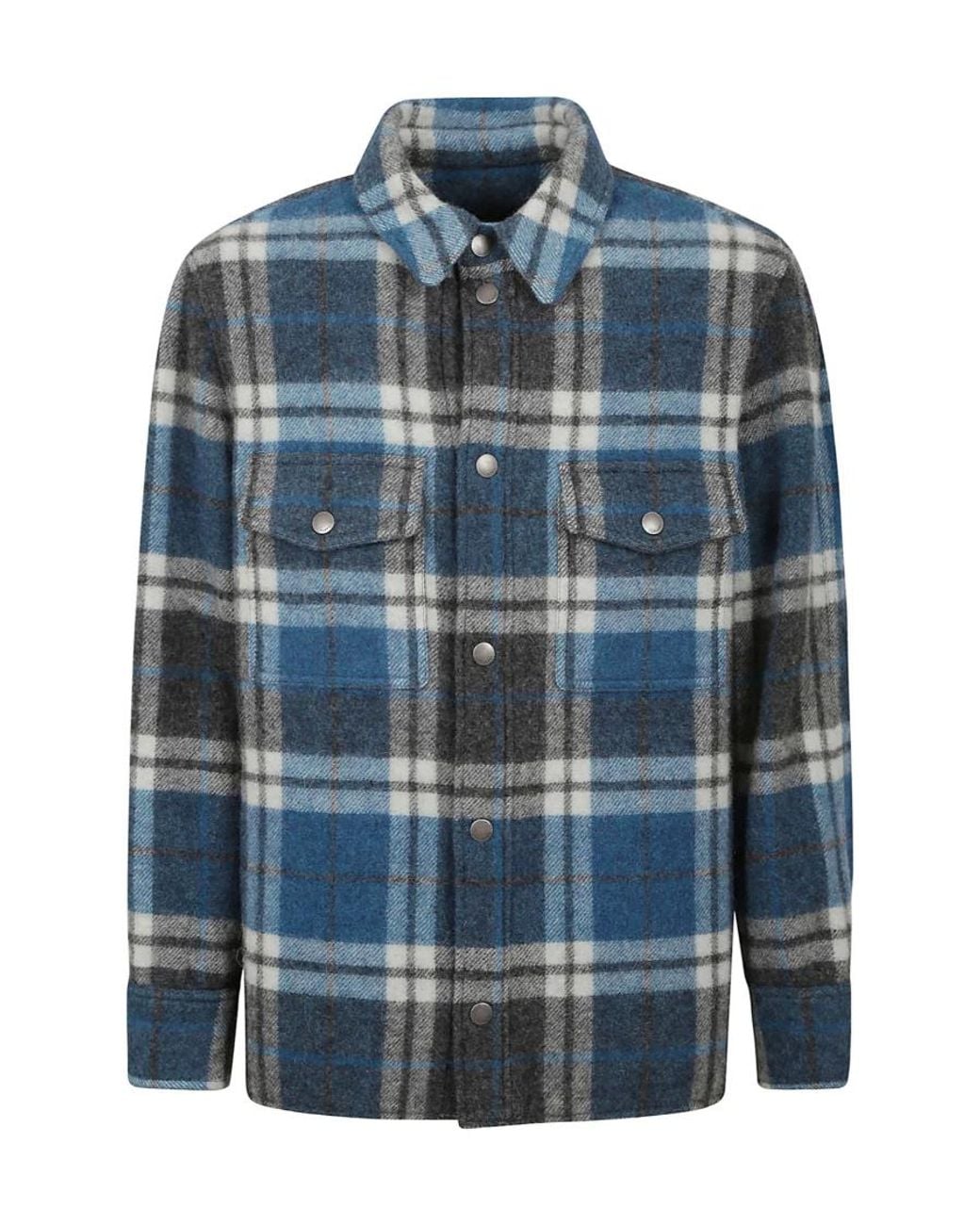 Alanui Blue Checkered Button-Up Shirt for men