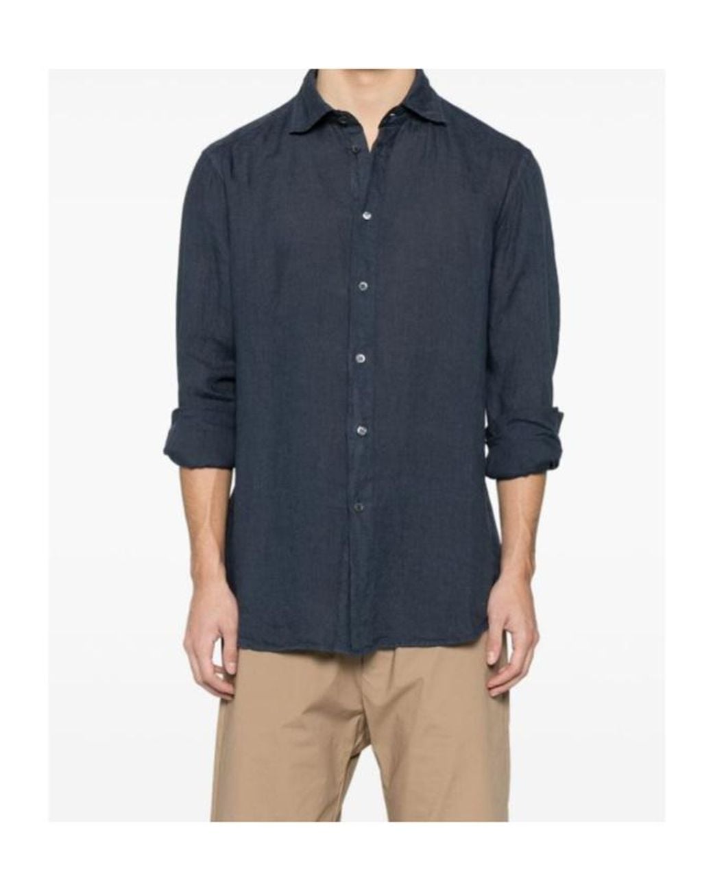Barena Blue Linen Shirt for men
