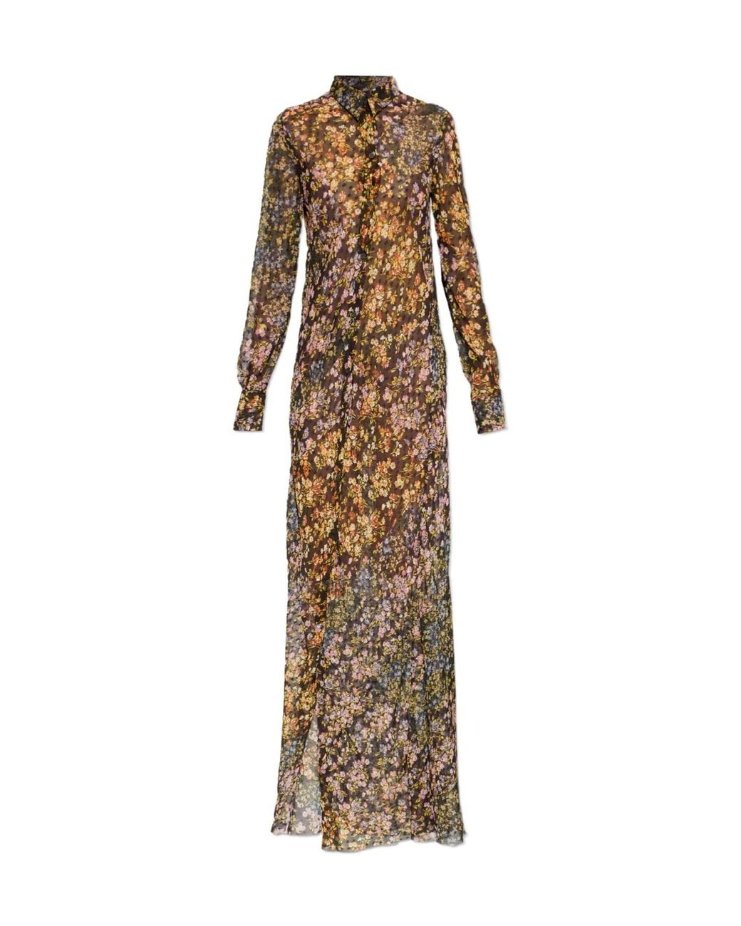 Dries Van Noten Natural Dalima Floral Printed Midi Dress