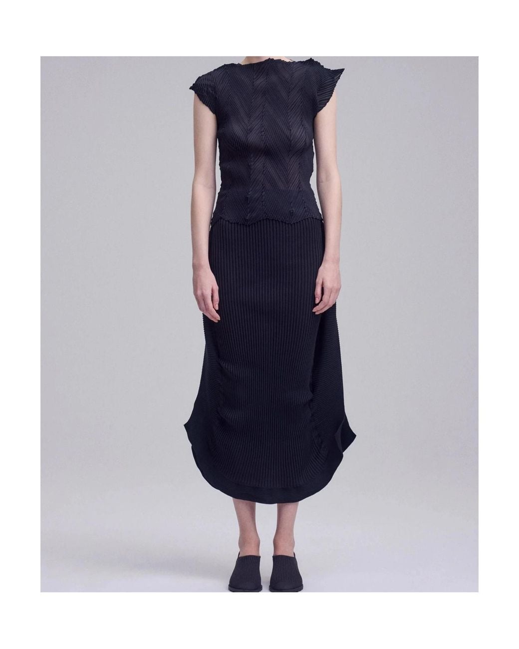 Issey Miyake Black Pleated T-Shirt