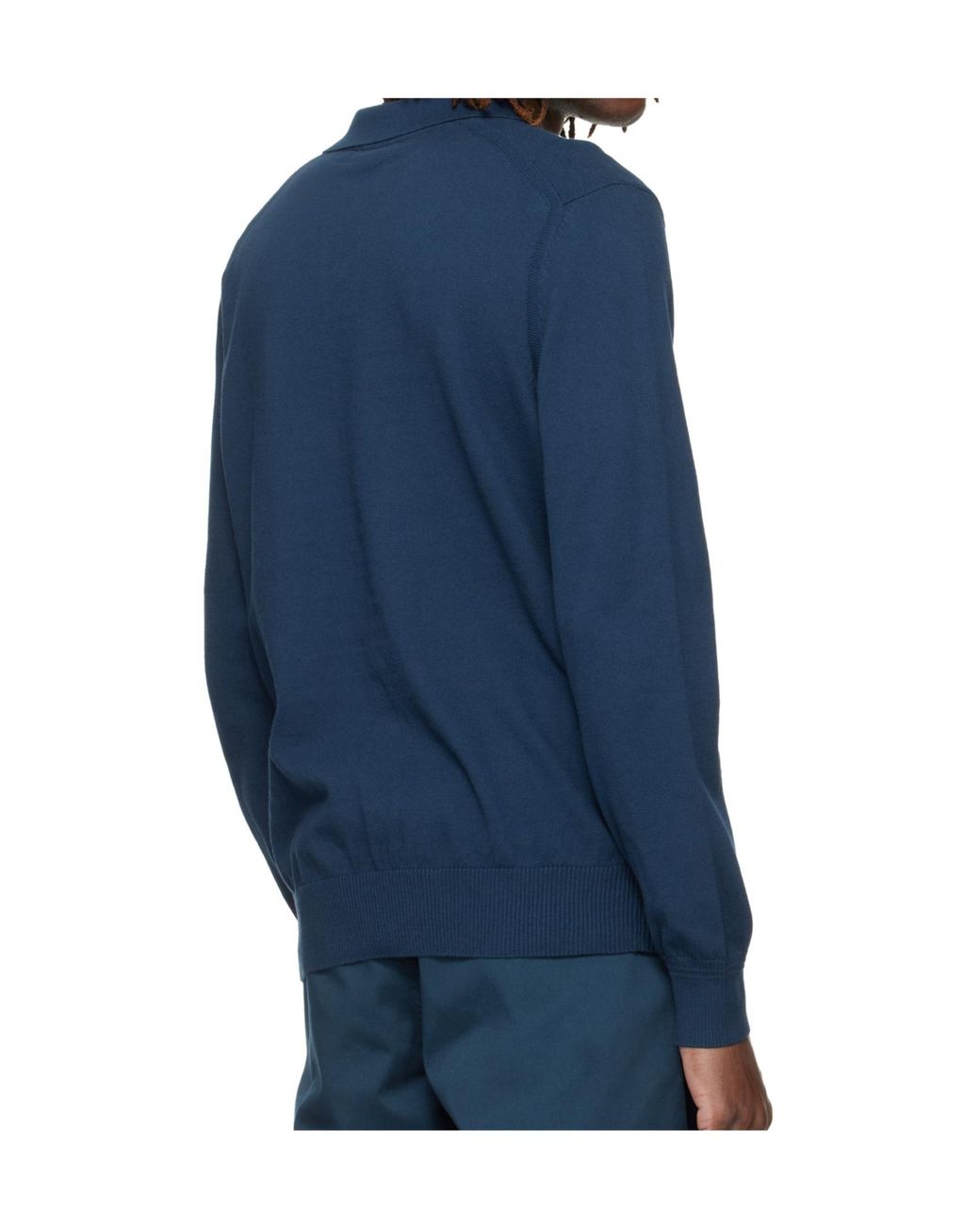 Boss Blue Logo-Embroidered Buttoned Polo Top for men