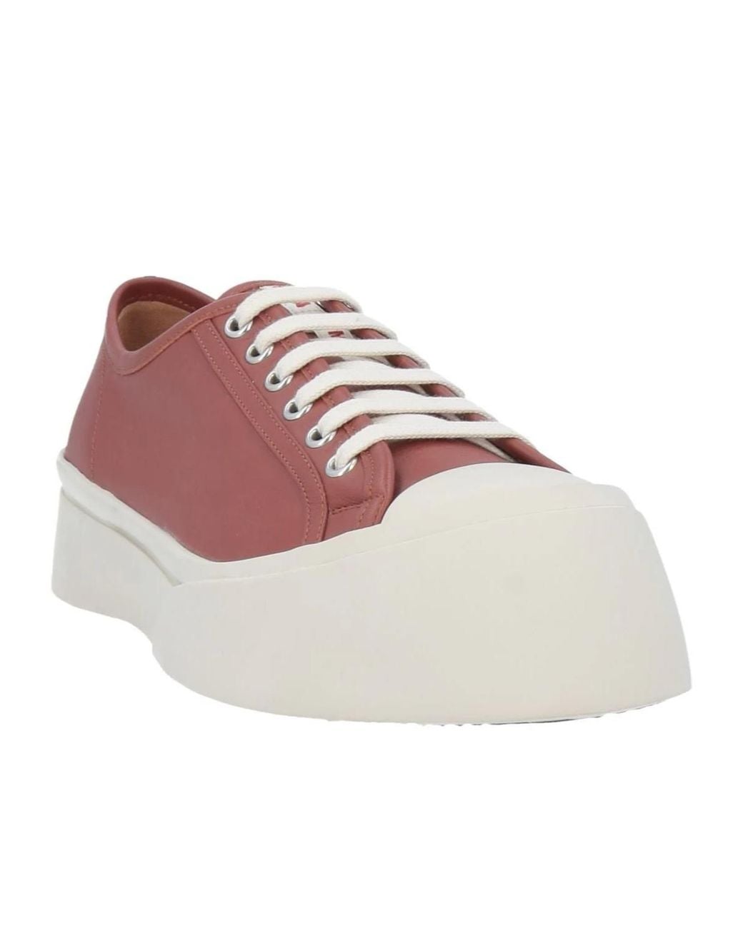 Marni Red Minimalist Low-Top Leather Shoes
