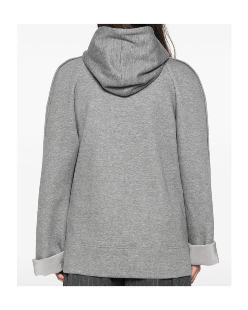 Carven Gray Long-Sleeved Hooded Sweatshirt