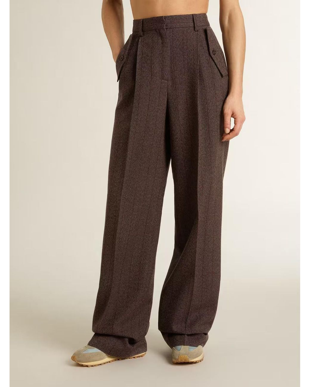 Golden Goose Deluxe Brand Brown Wide-Leg Striped Pants