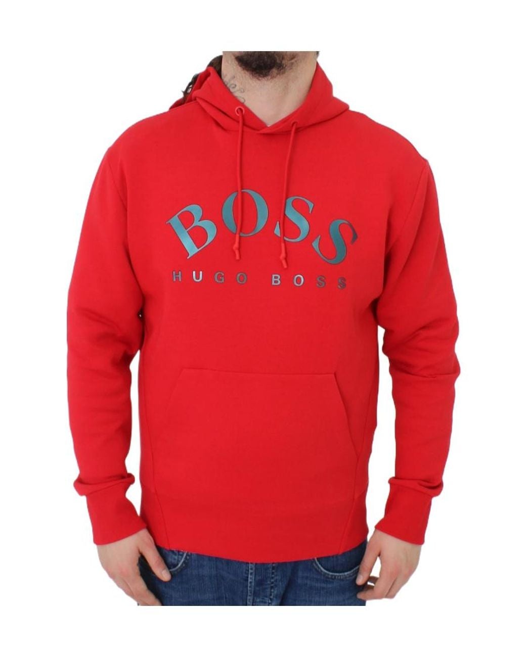 Boss Red Logo Hooded Sweater for men