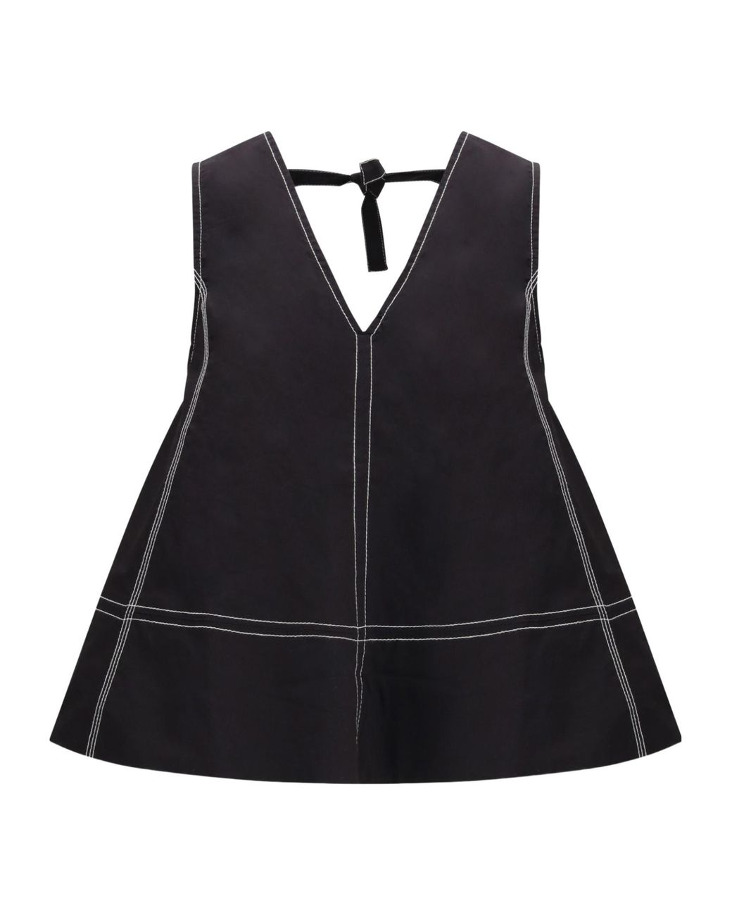 Ganni Black A-Line V-Neck Sleeveless Top