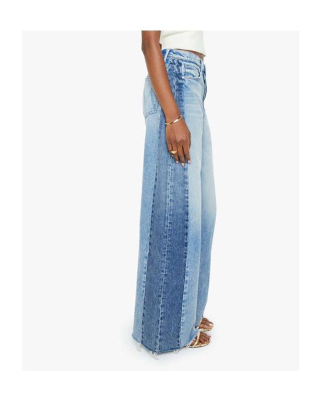 Mother Blue Patchwork Panel Denim Jeans