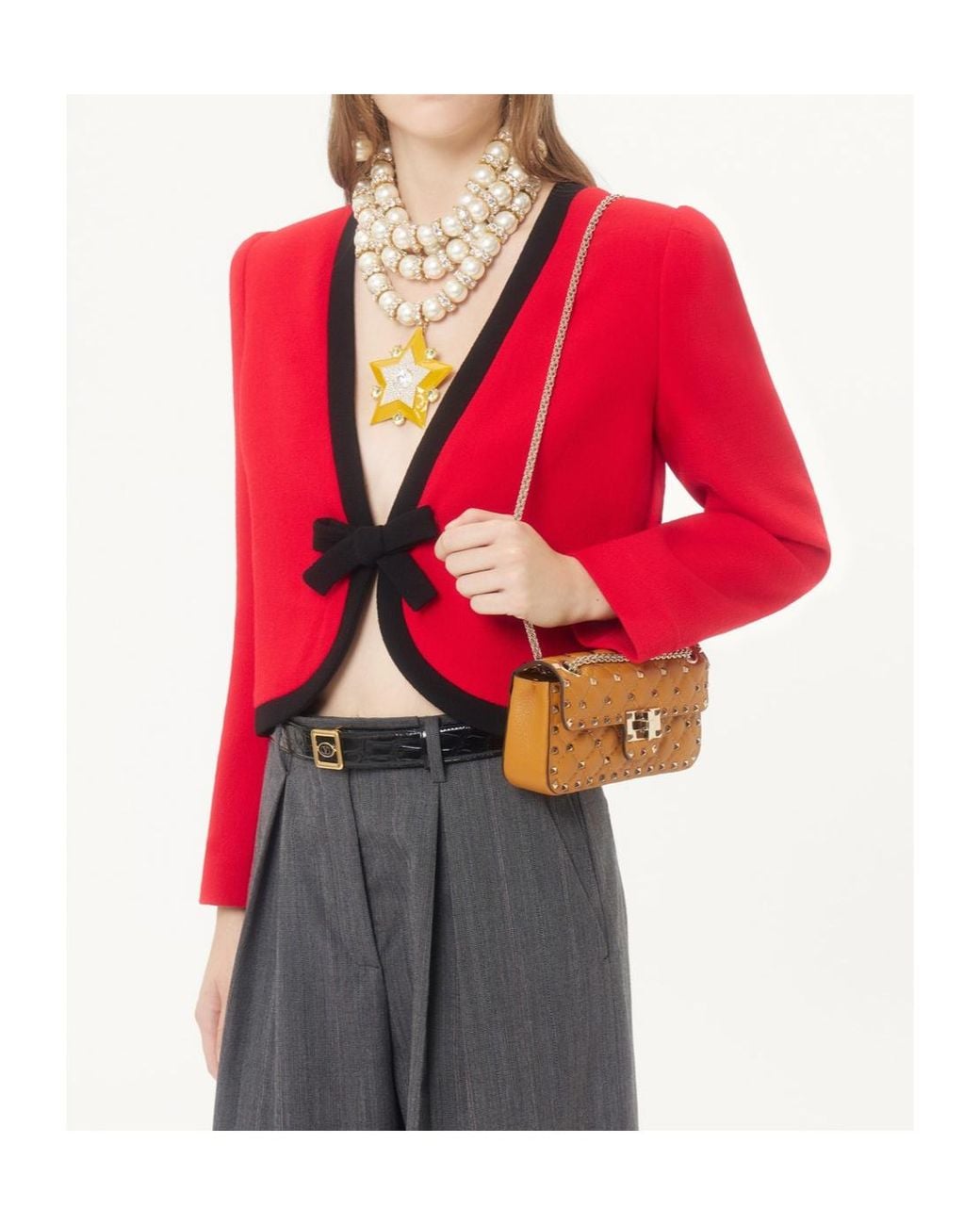 Red Jacket Normal Valentino Wool Crepe Jacket in Red | Lyst