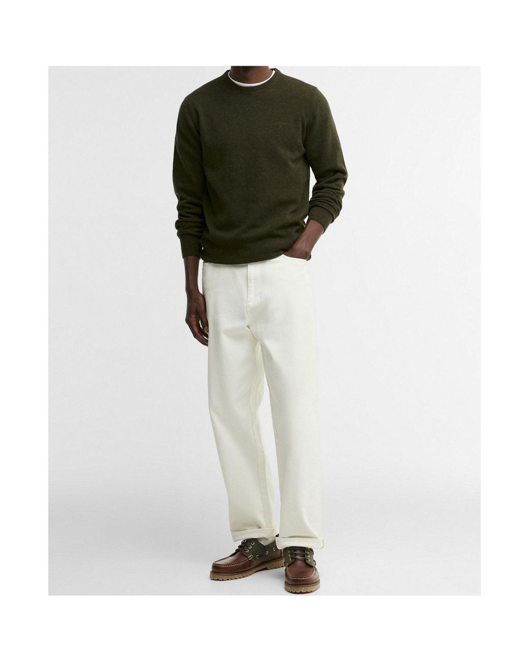Barbour Green Crew Neck Knit Sweater for men