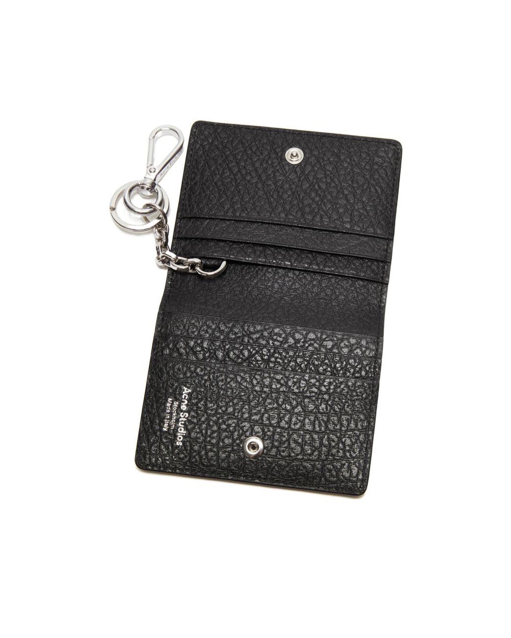 Acne Gray Logo Detailed Bi-Fold Card Case
