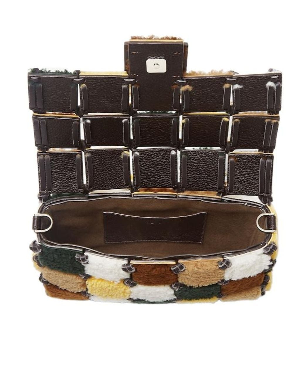 Fendi Multicolored Patchwork Shearling Bag for men