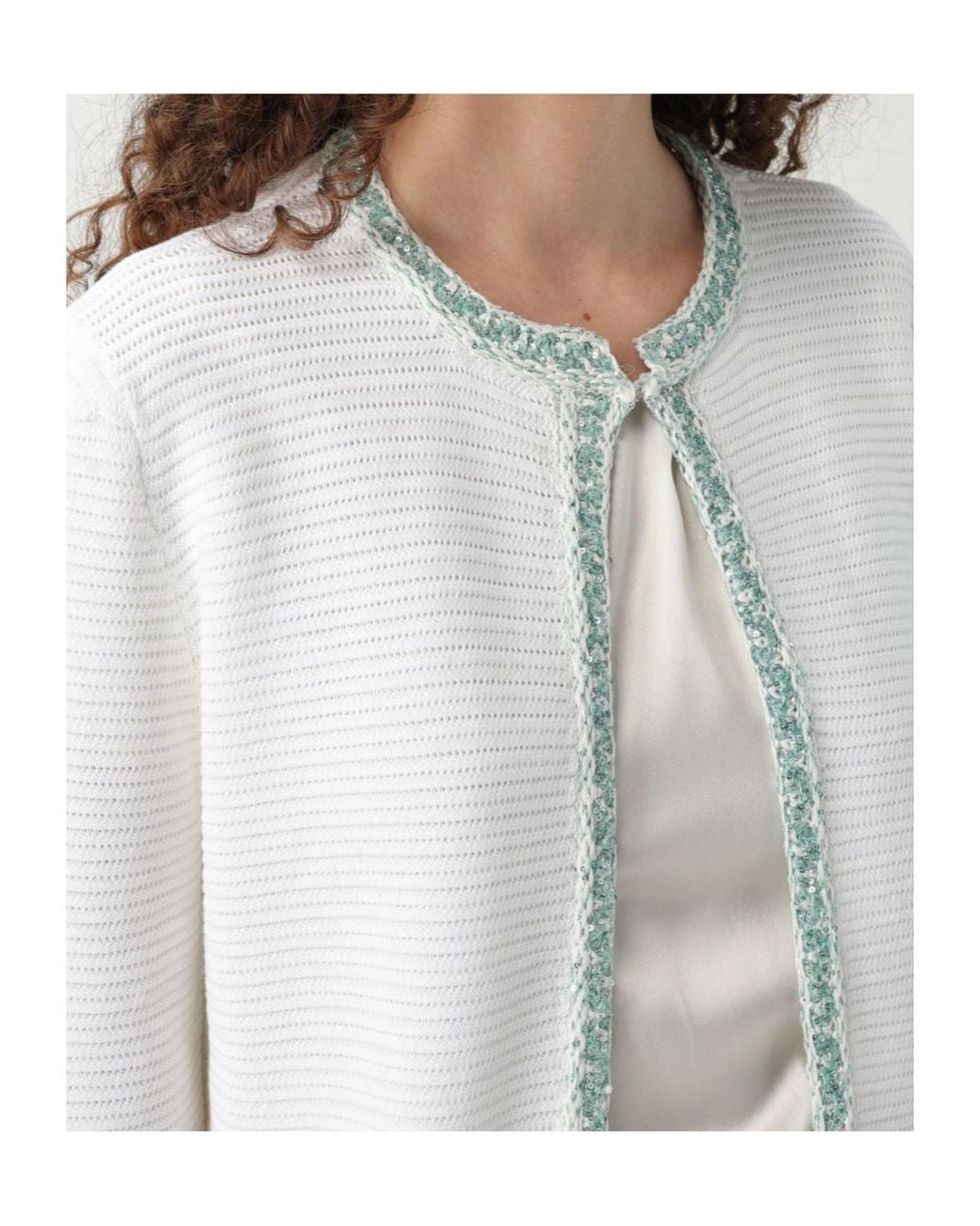 Fabiana Filippi White Contrast Trim Cardigan