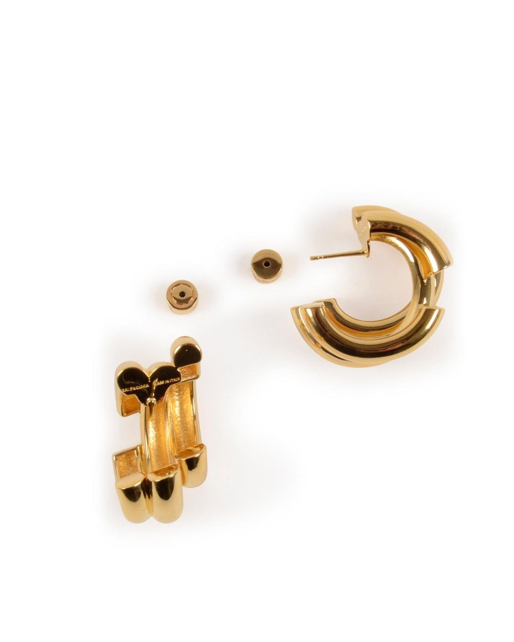 Balenciaga Metallic Logo Engraved Earrings