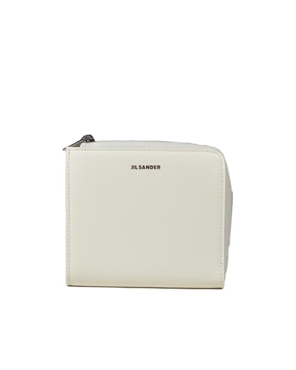 Jil Sander White Logo Embossed Zipped Cardholder for men