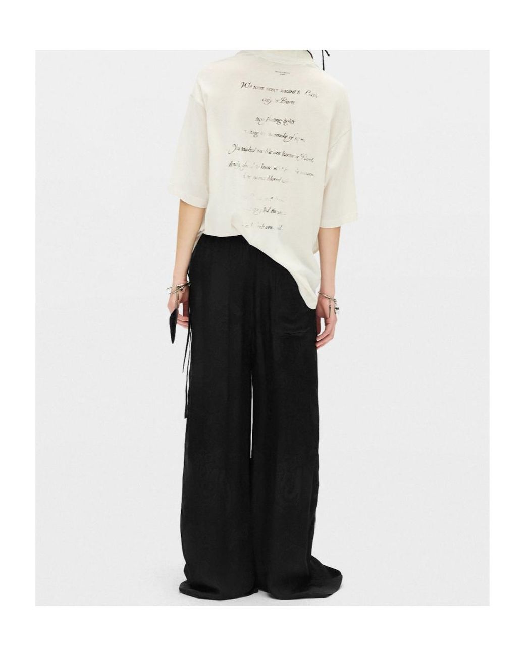 Ann Demeulemeester White Lace-Trim Jersey T-Shirt