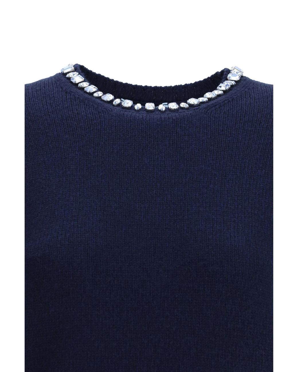 Prada Blue Embellished Short-Sleeved Jumper