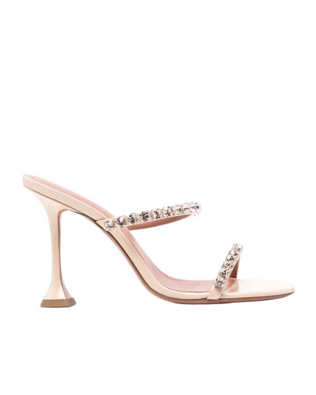 AMINA MUADDI White Rhinestone-Strap High-Heeled Sandals