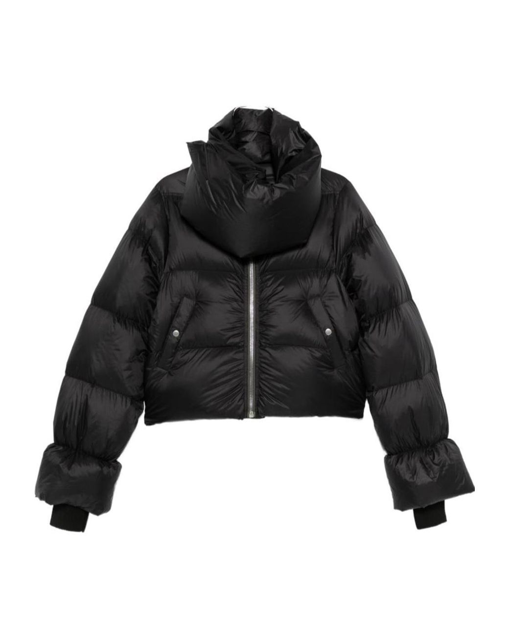 Rick Owens Black Funnel-Neck Down Jacket