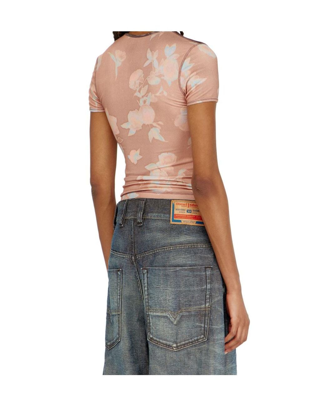 DIESEL Pink Elenewu Floral Print T-Shirts