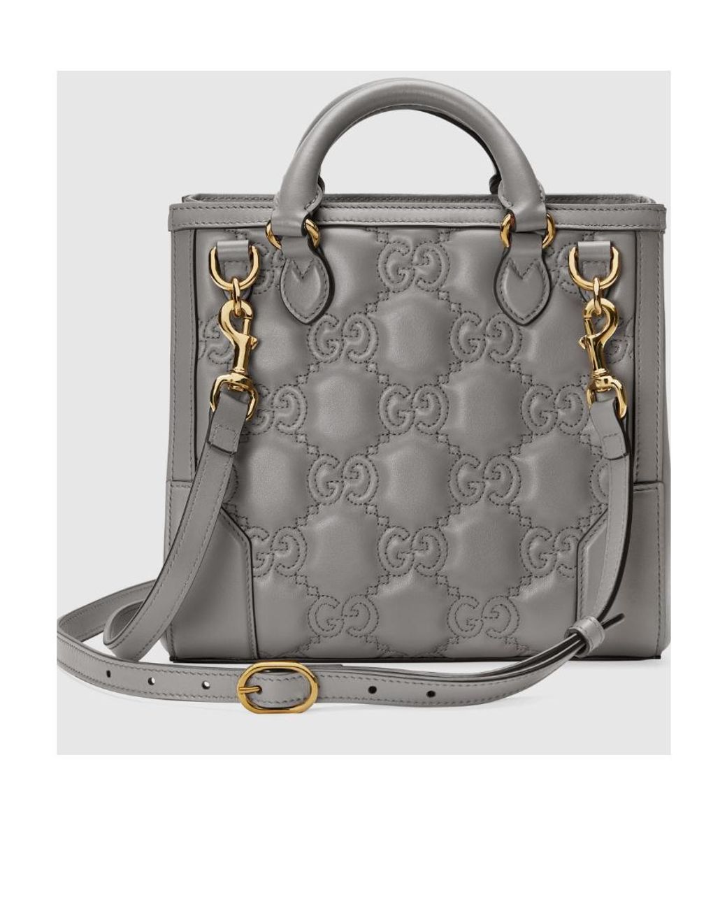 Gucci Gray Gg Logo-Embossed Mini Tote Bag