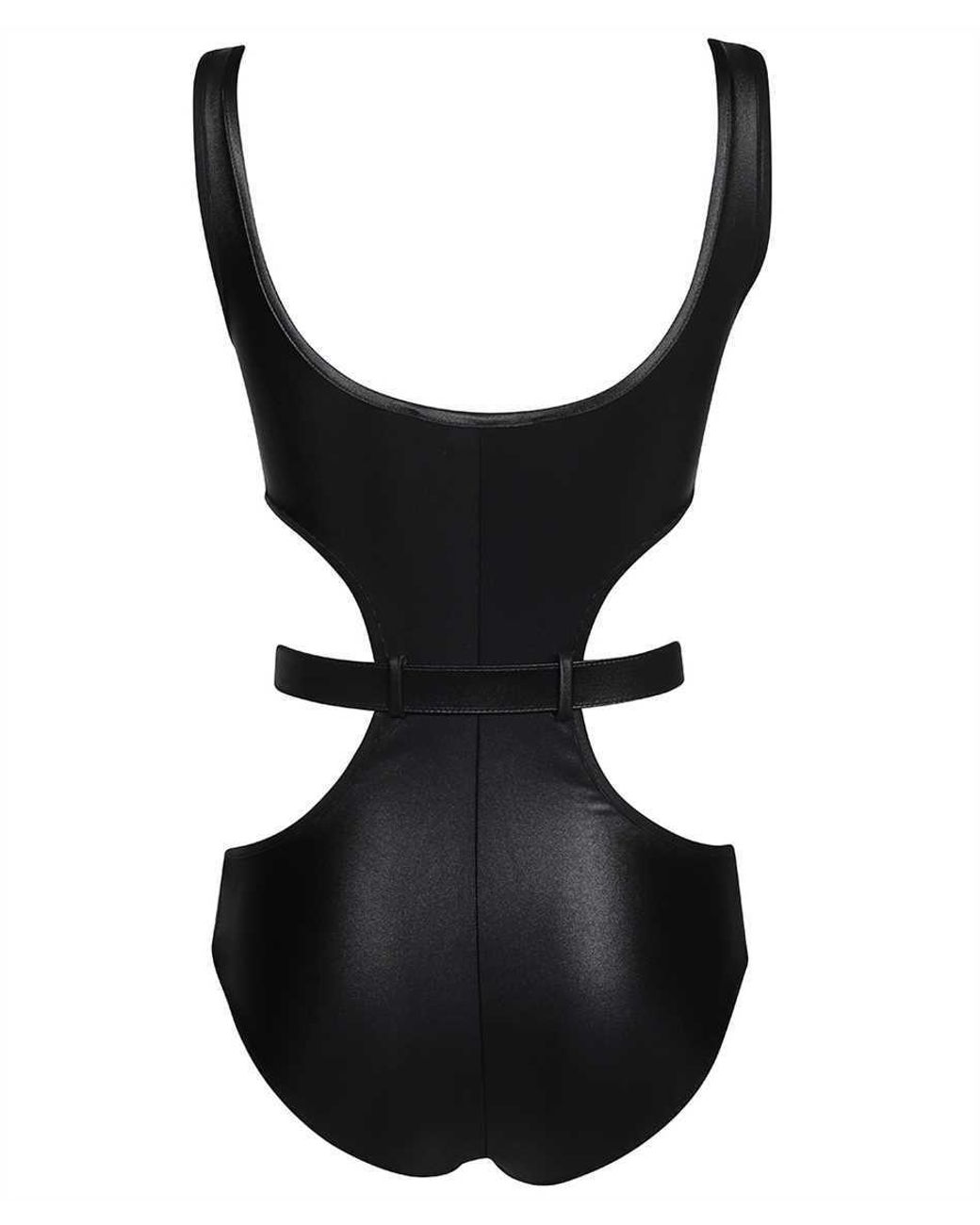 Versace Jeans Black Couture Cut-Out Detailed Belted Bodysuit