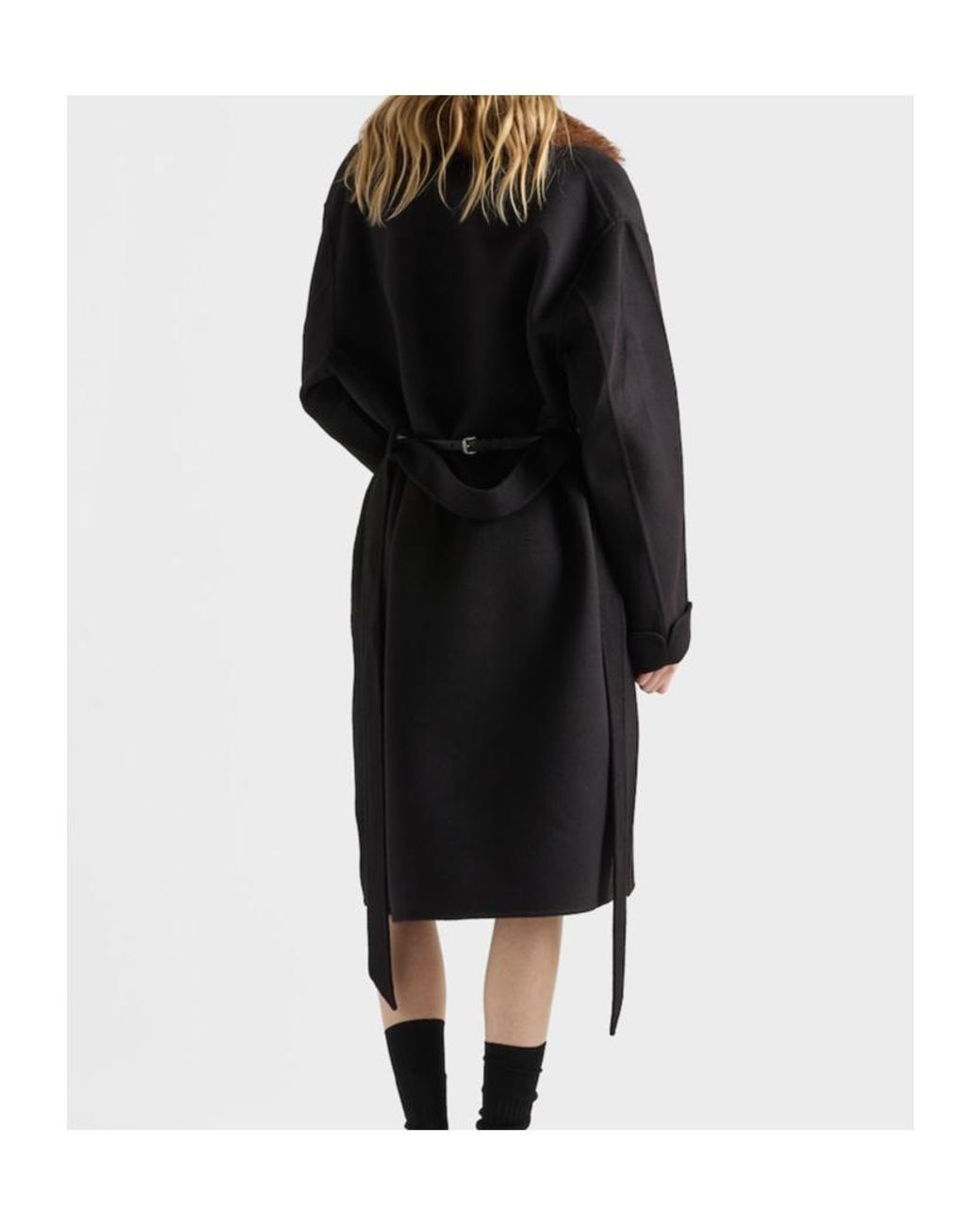 Prada Black Belted Long Coat