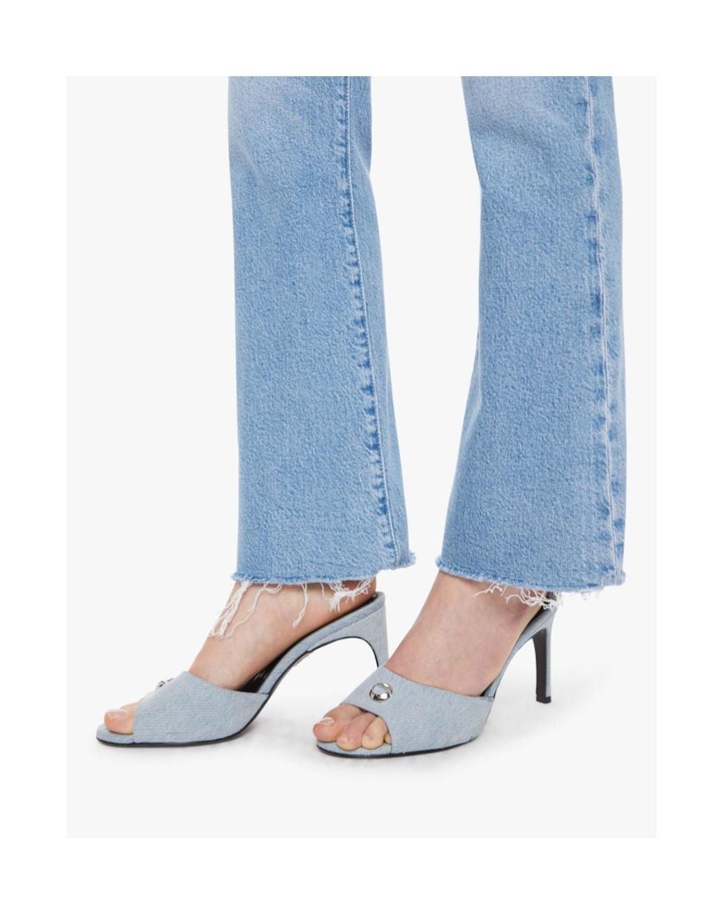Mother Blue The Hustler Frayed-Hem Jeans
