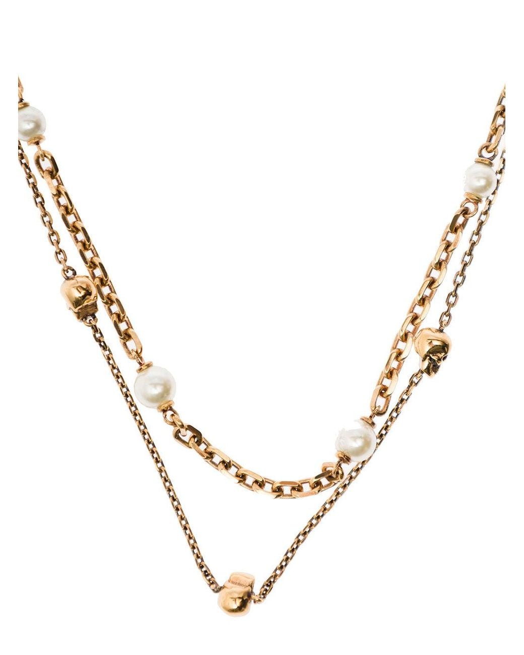 McQueen White Skull Detailed Necklace