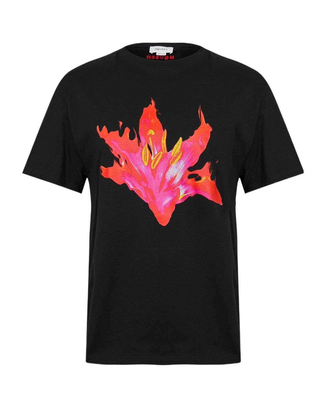 McQueen Black Crew Neck Short Sleeve Tee for men