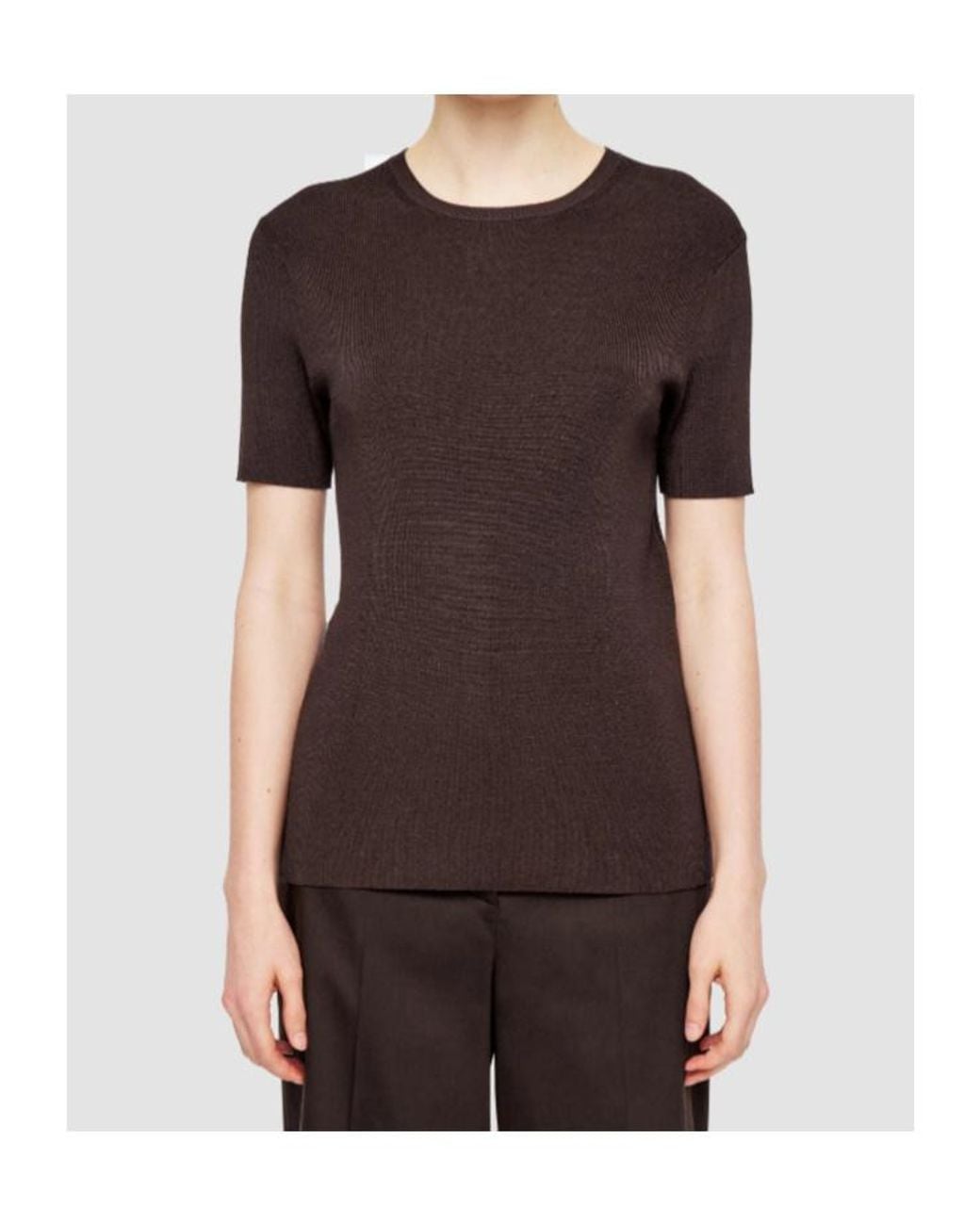 Joseph Brown Satiny Rib Knit Top