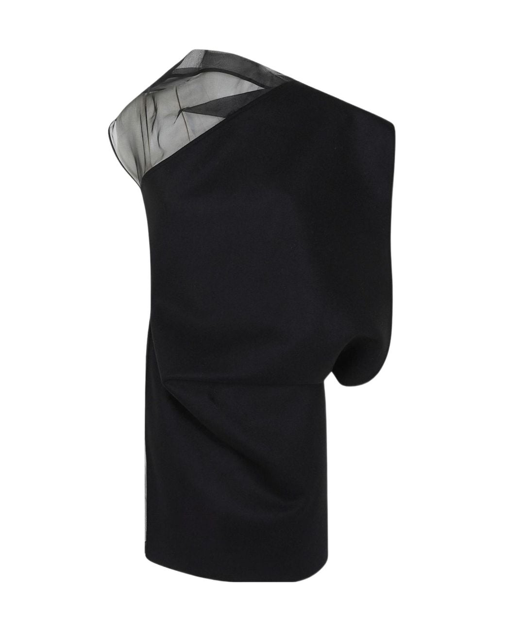 Sportmax Black Cesto Sheer Panel One-Shoulder Dress