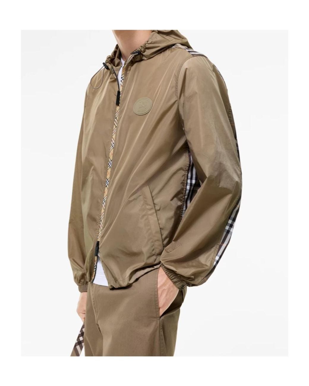 Burberry Green Check Trim Newport Hooded Jacket for men