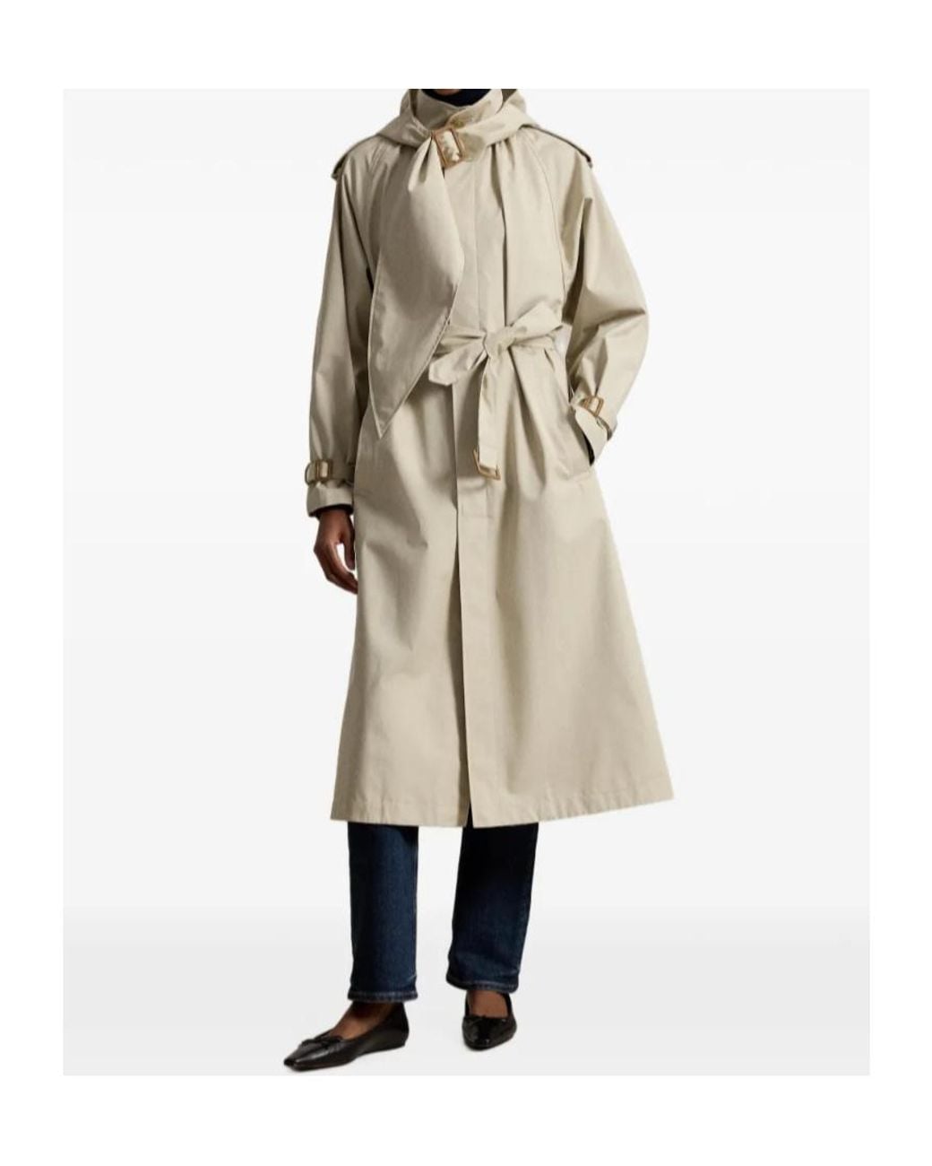 Polo Ralph Lauren Natural Buckled-Scarf A-Line Trench Coat