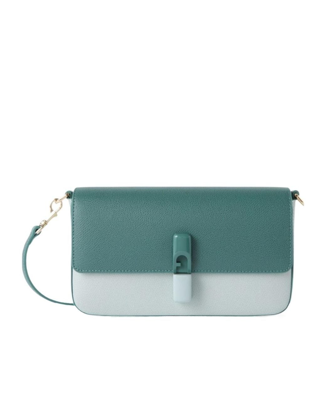 Furla Green Iride Two-Tone Pebbled-Leather Shoulder Bag