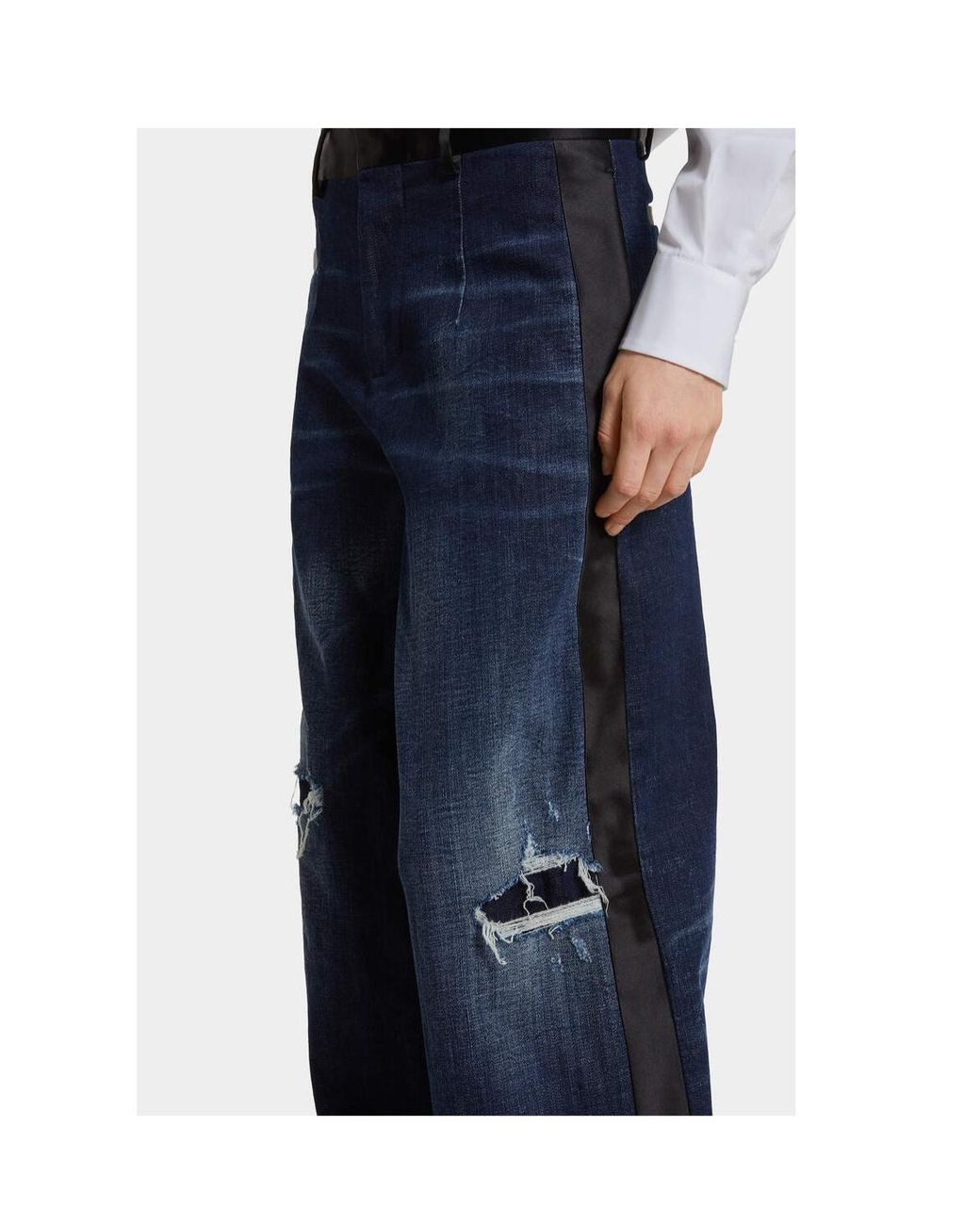 DSquared² Blue Distressed Wide-Leg Jeans