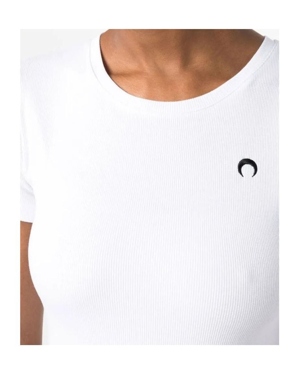 MARINE SERRE White Ribbed T-Shirt Dress