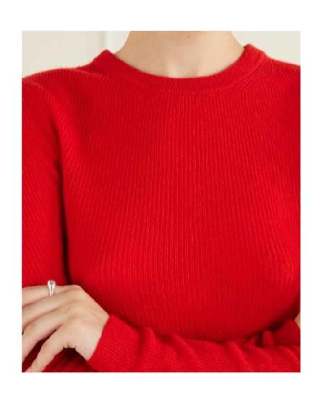 Citizens of Humanity Red Ribbed Crewneck Longsleeve Sweater