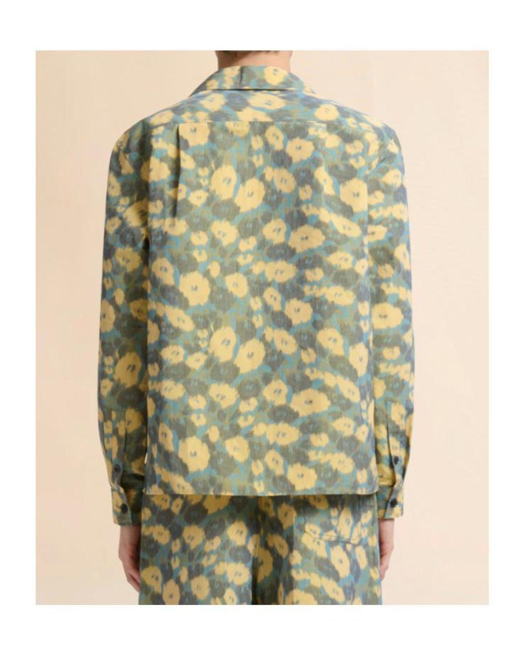 Marni Green Linen Blend Shirt With Floral Print for men