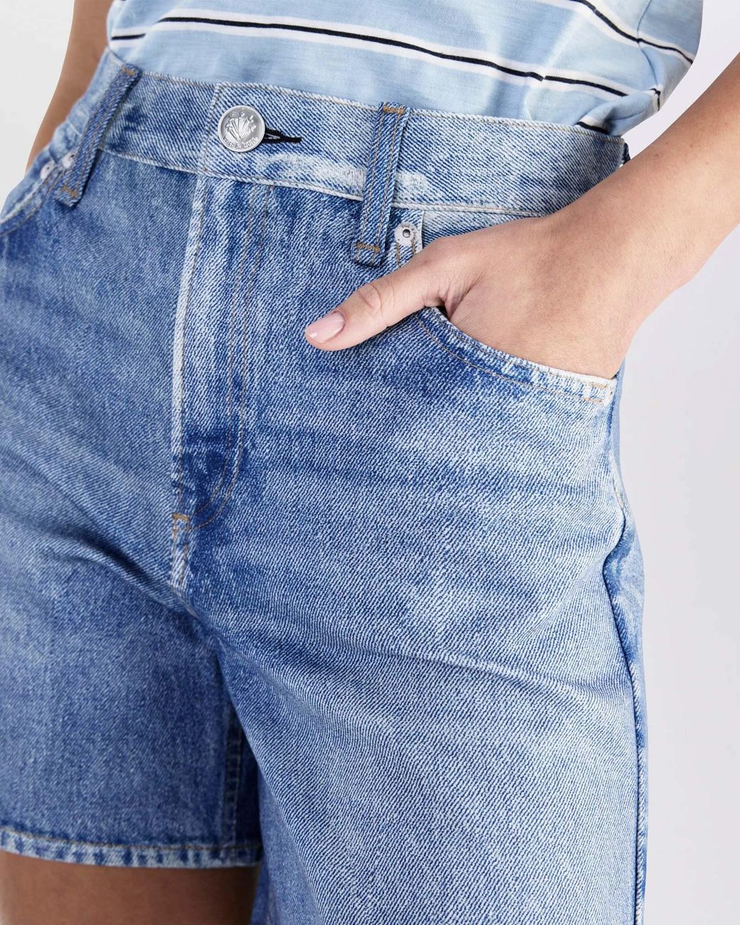 Rag & Bone Blue High-Waist Denim Shorts