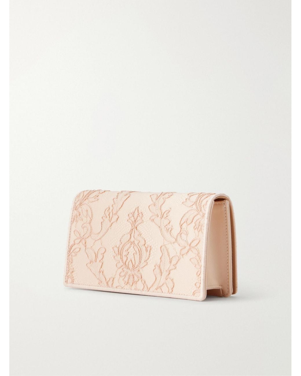 Christian Louboutin Natural Bettina Lace-Trimmed Satin Clutch