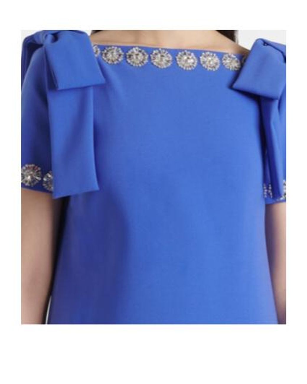 Carolina Herrera Blue Embroidered Bow-Detail Crêpe Gown